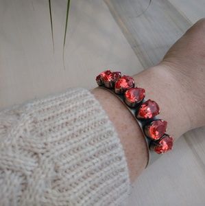 Shelly Brown Bright Coral Swarovski Cuff